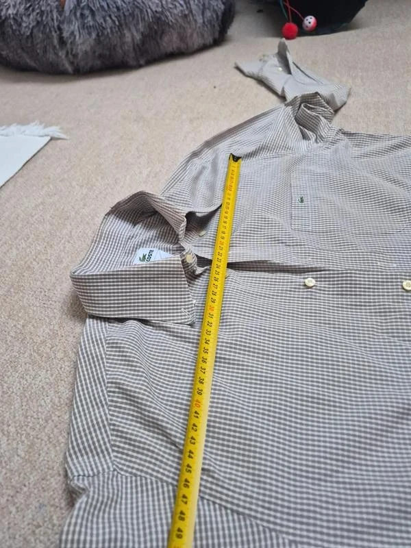 Lacoste Camisa Vintage Quadrados Bege Tamanho 44 XL – photo 6